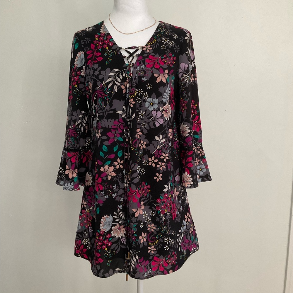Jessica Simpson Black Floral Pattern Dress